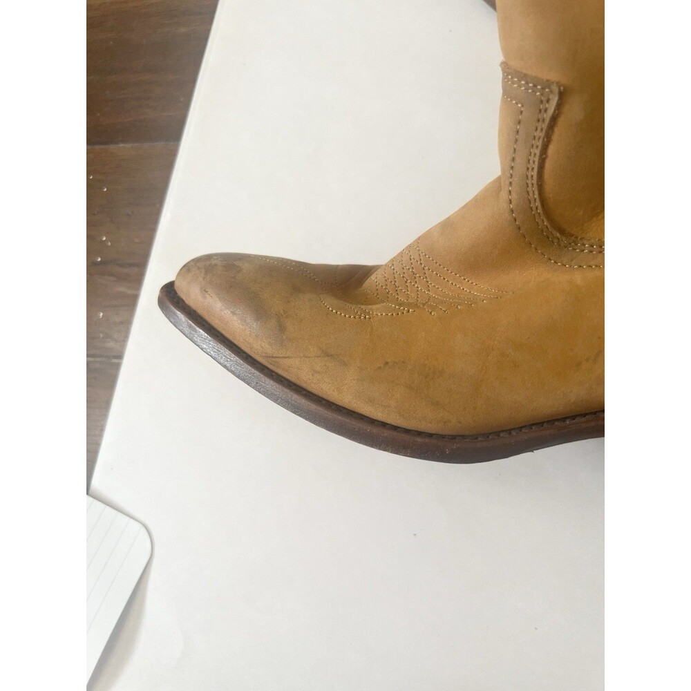 Frye Western Distressed Leather Billy Short Cow Girl Boots/Booties Cognac 7.5 - Picture 3 of 11